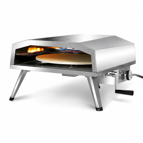 16 In. Propane Pizza Oven, Outdoor Pizza Oven in Stainless Steel, W/Rotating Pizza Stone