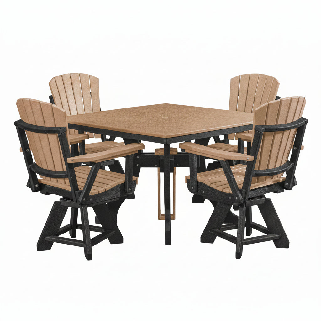 Five Piece Square Dining Height Dining Set in Cedar/Black