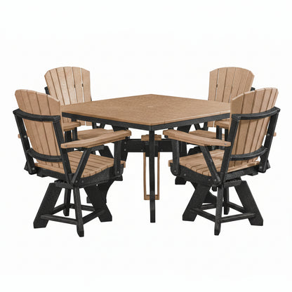 Five Piece Square Dining Height Dining Set in Cedar/Black